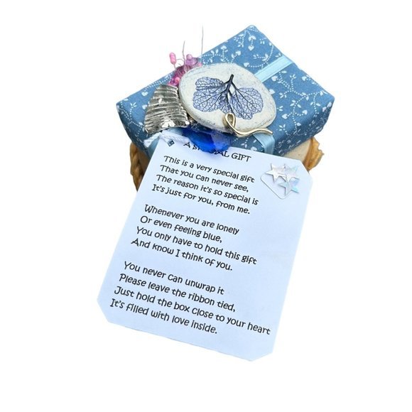 Handcrafted, Embellished, Fabric Wrapped Gift Box - Picture 2 of 6